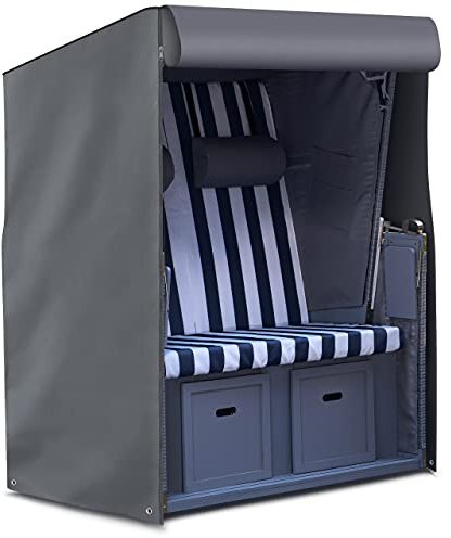 Strandkorb Schutzhülle 120 cm breit - Strandkorbhülle winterfest und UV beständig, 128 x 105 x 165/140 cm