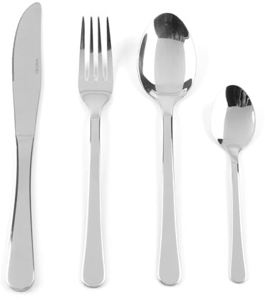 Salter COMBO-5320 Bakewell 72-Piece Cutlery Set – Stainless Steel Silverware, Flatware Service for 18, Includes Knives, Forks, Tablespoons and Teaspoons, Dishwasher Safe Tableware Set, Mirror Polished