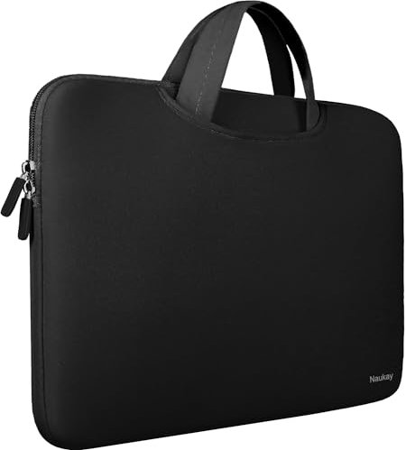 Funda para portátil de 17 pulgadas, funda de neopreno resistente con asa/funda protectora para ordenador portátil/maletín Ultrabook para laptop de 17 y 15.6 pulgadas, color negro