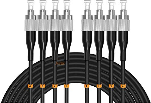 Jeirdus 15 Metri FC a FC Outdoor corazzato 4 Core 9/125 SM Cavo a fibra ottica Jumper Cavo Patch ottico monomodale FC-FC