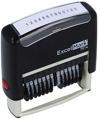 ExcelMark 13 Band Self-Inking Number Stamp - 2 x 1/4 Impression - Black Ink (7814)