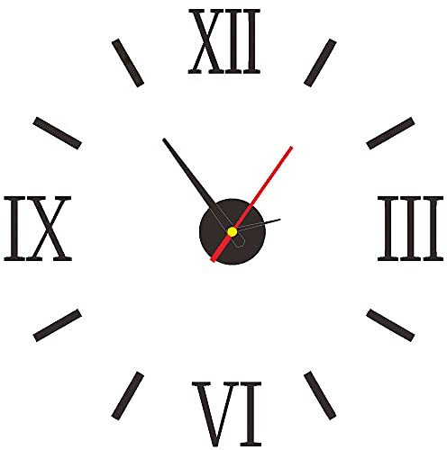 CENPEK Reloj de Pared Acrílico Digital Moderno - Números Romanos Grandes 3D, Decorativo Sin Marco para Hogar, Oficina, Dormitorio (Negro)