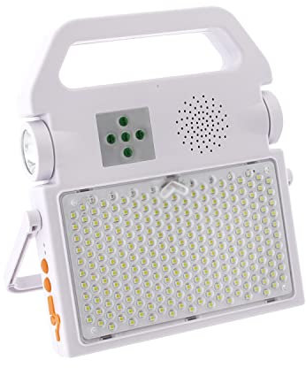 ledbox Proyector LED, 100W solar/con batería recargable + emergencia + power bank + bluetooth speaker, Blanco frío