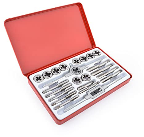 Gunpla Ensemble de tarauds et filières UNF et UNC 24 pièces SAE 1/8-1/2 pouce en alliage de tungstène et d'acier, kit d'outil de taraudage et de filetage, coupe interne et externe robuste pour filets