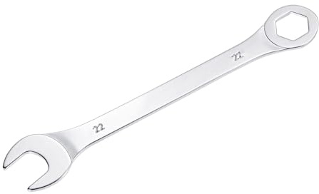 sourcing map Dünn Ring Maulschlüssel mit Offset 6-Punkt Ende und Abgewinkelt Offen 22mm