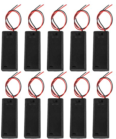 DIANN 10pcs AAA Battery Holder with Switch ON Off Case Back Cover 2X 1.5V Batteries Charger Holder Spring Clip Storage Box Cell Cable