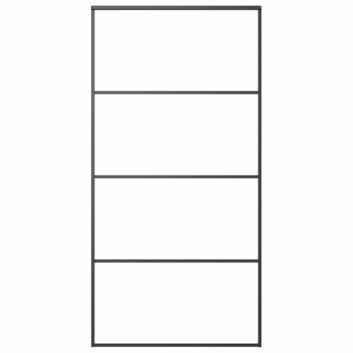 vidaXL Schiebetür Schiebetürsystem Glastür Glasschiebetür Ganzglasschiebetür Tür Innen mit Alurahmen ESG Glas Aluminium mattiert 102,5x205 cm Schwarz
