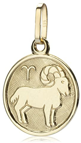 NKlaus Kettenanhänger Sternzeichen, 585 Gelbgold, 12,3mm, 14 Karat, 1 Stück | Kleines glänzendes Horoskop- und Zodiak-Motiv