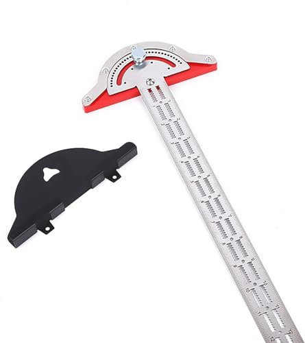 Woodworking Edge Rule, Protractor Angle Finder T Ruler Angle Measure Tool, Stainless Steel Marking Ruler(15inch)