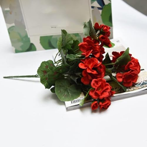 NAABHIKA Fall Outdoor Artificial Geranium Red Azalea Flowers Bushes UV Resistant Fake Flowers Home Decor Decor For Garden-2,China