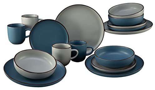 CREATABLE Serie Modern Scandic 21016 - Servizio combinato da 16 pezzi, colore: Blu/Grigio