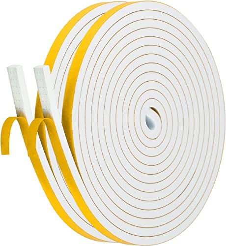 Palazen 8m Dichtungsband Selbstklebend für Türen Fenster 10mm(B) x6mm(D) Moosgummi Dichtband als Tür-Fenster-Dichtung-Zugluftstopper Schaumstoffband Abdichtung Weiß [2 Rollen mit je 4m]