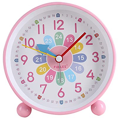 VOSSOT Wecker, Kinderwecker Digital Ohne Ticken, Lautloser Lernwecker Lernuhr Kinderuhr Kompak Analog Wecker für Jungen und Mädchen - Reisewecker mit Nachtlicht, Snooze und Batteriebetrieben