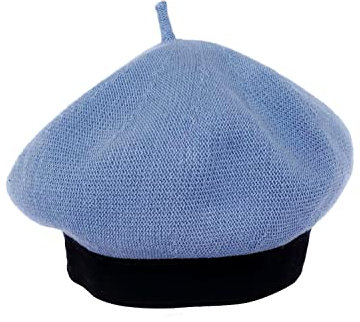 JOYHY Damen Leinen Sommer Atmungsaktiv Stricken Französisch Baskenmütze Hüte Himmelblau