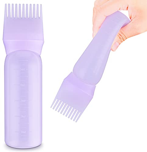 Sibba Wurzelkamm Applikatorflasche 6 Unzen 170ml Haaröl Applikator für Haarfärbeflaschen Applikatorbürste mit abgestufter Skala professioneller Pinsel Applikatorkamm Friseur Färbe Styling Werkzeug