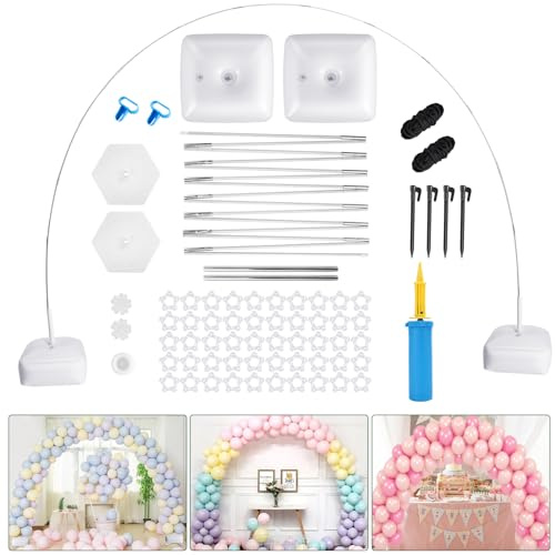 Youyijia 76PCS Balloon Arch Kit Reusable Balloon Arch Stand Kit 9.8FT with Water Fillable Base and Fibre Poles Balloon Stand Balloon Arch Frame for Party Birthday Wedding White