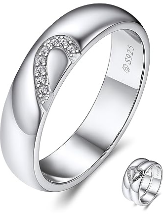 MomentWish Moissainte Partnerringe Eheringe, 925 Sterlingsilber Trauringe Hochzeitsringe Paar Verlobungsring für Sie und Ihn-57(18.1)