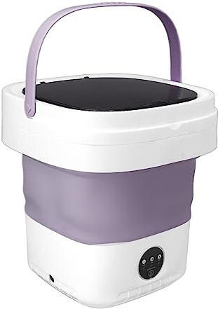 Faltbare tragbare Mini-Waschmaschine mit weichem Schleuder- und Ablaufrohr, Mini-Waschmaschine für leichte Reise, Wohnungen, Camping, Wohnmobil und Reisen (lila)