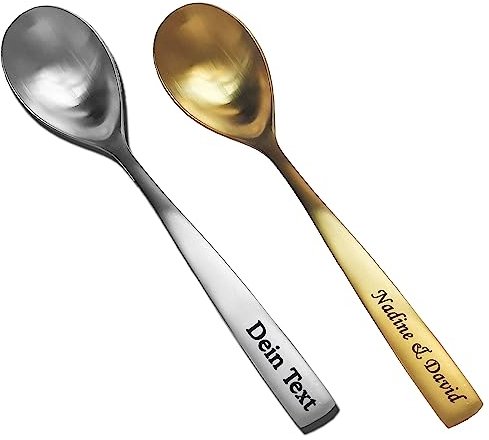Löffel mit Gravur Wunschtext gold oder silber dein Name Text personalisiert Geschenkbox tolle Geschenkidee graviert Esslöffel Kaffeelöffel (Kaffeelöffel gold)