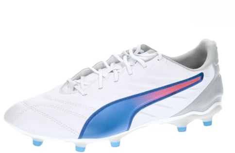 PUMA King Pro FG/AG, Zapatillas de Fútbol Unisex Adulto, Puma White Bluemazing Flat Light Gray, 42 EU