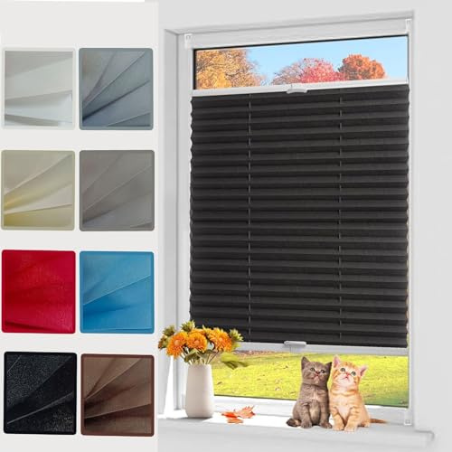 Estor Enrollable Opaco, 50 x 50 cm para fijación sin taladrar Cortina de Persiana Enrollable Estores para Ventanas para Ventanas, Puertas, Habitación, Negro