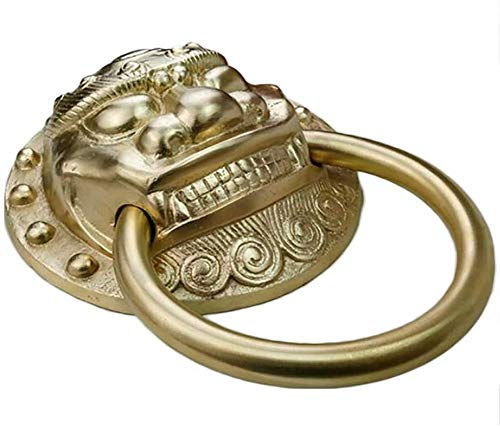 Löwen-Türklopfer aus Messing, Türklopfer im antiken Stil für die Tür, Gold-Finish