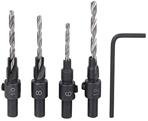 ANKROYU Broca De 4 Piezas, Herramienta Manual De Llave De Varilla De Válvula Redonda Cónica De Acero Al Carbono, Broca Para Carpintería, Broca Avellanadora Para Madera, Metal, Hierro, Plástico