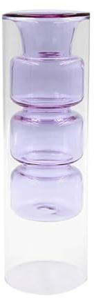 PRETYZOOM Double Layer Glass Tube Vase Transparent Hydroponic Vase for Flower Arrangement Clear Borosilicate Glass 2.55 X 2.55 X 7.87 in Desktop Decor for Home Office Wedding