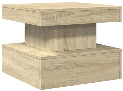vidaXL Couchtisch mit LED-Leuchten Sonoma-Eiche 50x50x40 cm