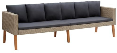 3-Sitzer-Gartensofa mit Auflagen,Entspannungssofa,Sessel,Wohnzimmersofa,Lounge-Sofa,Heimdekoration,Rezeption Sofa,Freizeit im Freien,für Büros,Salons,Lounges,Empfangsräume,gsräume, Poly Rattan Beige
