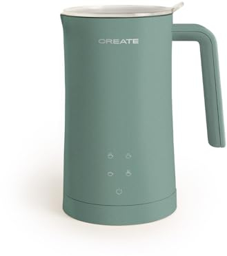 CREATE/MILK FROTHER/Montalatte elettrico Verde salvia/Touch screen, 4 programmi automatici, sistema di sicurezza, 350 ml, uso a caldo o a freddo, 400 Watt