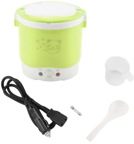 Ejoyous Cuiseur à Riz pour Voiture 12V, Mini Cuiseur Électrique et Vapeur 1L, Vert, pour Camping-Car et Camion 2 Personnes