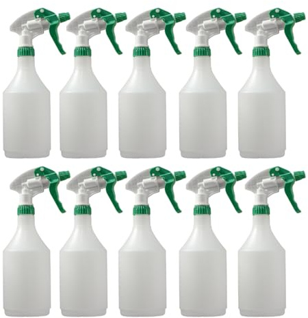 Avern Large 750ml Spray Bottles Plastic (10 Pack) Green For Cleaning Solutions Gardening & Home Use, Plant, Water, Durable Trigger Sprayer, Refillable Mist Spray Bottle Heavy Duty Large 750ML
