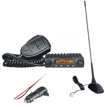 Albrecht AE 6110 VOX CB-Funkgerät + CBM-516 Magnetantenne, mit integrierter VOX-Funktion zum Sprechen im Fahrzeug, LED-Bildschirm, Scan-Funktion, 4 Watt AM/FM, Schwarz, 12613.S3