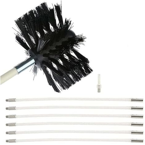 ROUYA chimney sweep kit Flexible Dryer Vent Cleaning Brush Kit- Lint Remover For Dryer Duct,Chimney Sweeping Brush- Extension Nylon Rods And Synthetic Brush Head(6 Rods,610mm)
