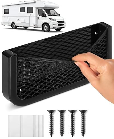 Vicera Ablagenetz für Camper und Wohnmobile - Aufbewahrungsnetz aus robustem Kunststoff und elastischem Netz - Montagematerial inlusive