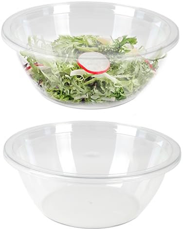 ZoeQide 2er Set Rührschüssel Set rührschüssel mit spritzschutz Kunststoff Salatschüssel rutschfest stapelbar Servierschalen Zum Backen, Kochen, Einlegen und Zubereiten von Speisen, Transparent