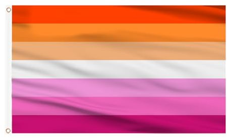 AhfuLife 1Pcs Bandiere Lesbian da 150 x 90cm per il Giorno dell'orgoglio, Bandiera Lesbian LGBTQ+ Doppio Lato con Occhielli in Ottone per Pride Day Mostre, Sfilate, Decorazione il 17 Maggio