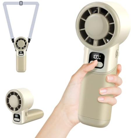 HONEYYEAR Portable Handheld Fan, 3 in 1 High-Speed Turbo Portable Fan, 3600mAh USB Rechargeable Fan with LED Display,90°Foldable Desk Fans for Travel/Commute/Outdoor, Gifts for Women
