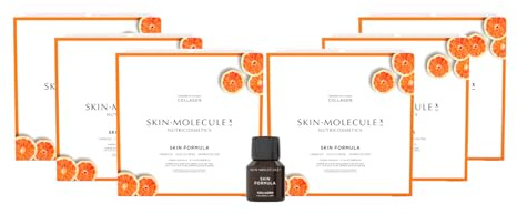 SKIN MOLECULE X - Skin Fórmula - Colágeno Marino Peptan® con Ácido Halurónico, Coenzima Q10, Vitaminas y Minerales, Colágeno Bebible | Rejuvenece e Hidrata la Piel, Fortalece Cabello (Plan 54 días)