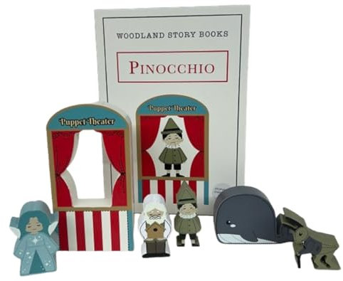 Woodland Story Buchzimmer-Dekor-Figuren, 8-teiliges Set, Pinocchio, 11,75 x 7,8 x 2,5 cm