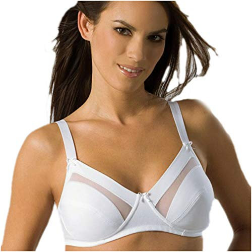 Reggiseno Senza Ferretto in Microfibra, Coppe Non Imbottite, Inserti in Tulle, Spalline Regolabili Italian Style Art 351 (IT, Taglia della Coppa & Taglia della Fascia, B, 3, Bianco)