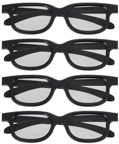 sourcing map 4pcs Polarized 3D Viewing Glasses, Passive Circular 3D Glasses for Anaglyph Movie Cinema Game TV Photo Projector Black
