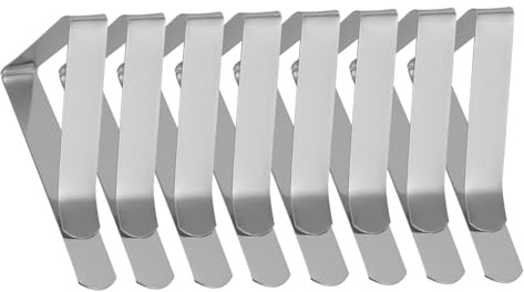 TOPPERFUN 8piezas Pinzas Triangulares Ajustables para Manteles Inoxidable Sujetamanteles para Mesa Camping