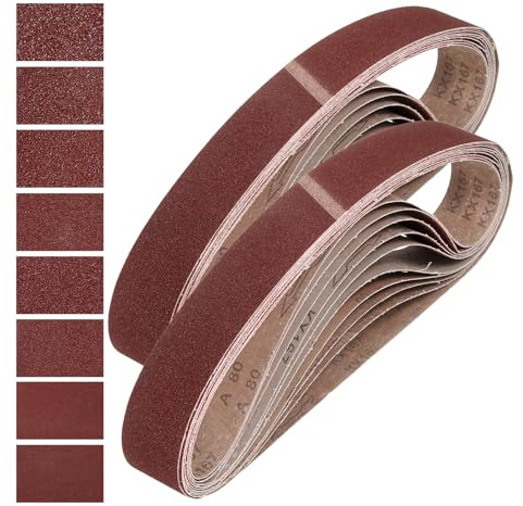 QUARKZMAN 50mm x 1067mm Nastri Abrasivi, 24Pz 40/60/80/120/150/240/320/400 Grana Carta Vetrata per Levigatrice Ossido Allumina Per Lavorazione Legno, Lucidatura Metalli, Affilatura Coltelli | Abrasivi, Carta Vetrata, per Levigatrice Ossido Allumina, per Lavorazione Legno, Lucidatura Metalli, Affilatura Coltelli
