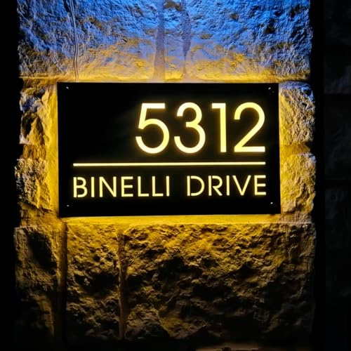 Números De Casa Con Retroiluminación LED Personalizados, Placa De Dirección Acrílica, Letrero De Puerta LED Personalizado, Número Iluminado For Uso En Exteriores(10x20 cm)