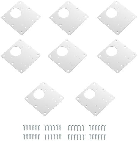 Verazquy Stainless Steel Hinge Repair Plate Kit 8Pcs Cabinet Hinge Repair Plate with 48 Screws, 9x9cm Kitchen Door Cupboard for Furniture Wardrobe Doors