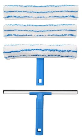 Raclette Vitre, Nettoyeur Vitre Telescopique avec Raclette en Silicone et Brosse en Microfibres Kit de Nettoyage de Fenêtre Professionnel pour Verre, Douche, Miroir, Voiture ﻿