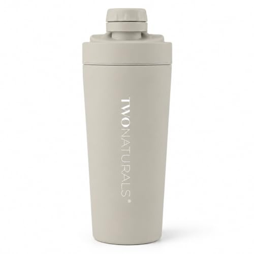 TWONATURALS Protein Shaker Edelstahl 600 ml – Mit integriertem Mischeinsatz | 100 % auslaufsicher | BPA-frei | Doppelwandig isoliert | Spülmaschinenfest | Hält Getränke bis zu 24 h kalt & 12 h warm