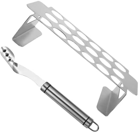 TOVINANNA Barbacoa Acero Inoxidable para Asar con Soporte para Pimientos y Extractor de Núcleo de Herramientas Resistentes y Ligeras para Parrilla Uso Camping y BBQ